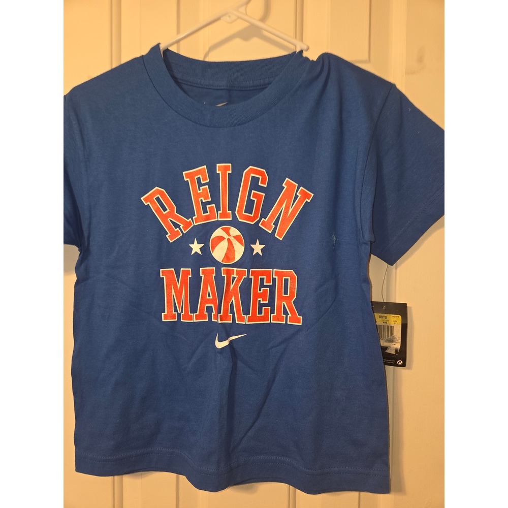 Nike Boys Reign Maker Basketball Graphic T-Shirt Blue Orange Small 8 NWT